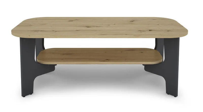 Couchtisch JONNY / Melamin Artisan Eiche (Eiche-Optik), Old Wood (Altholz-Optik) oder weiß, Melamin Anthrazit / B 110, H 42,5, T 55 cm / mit Ablageboden