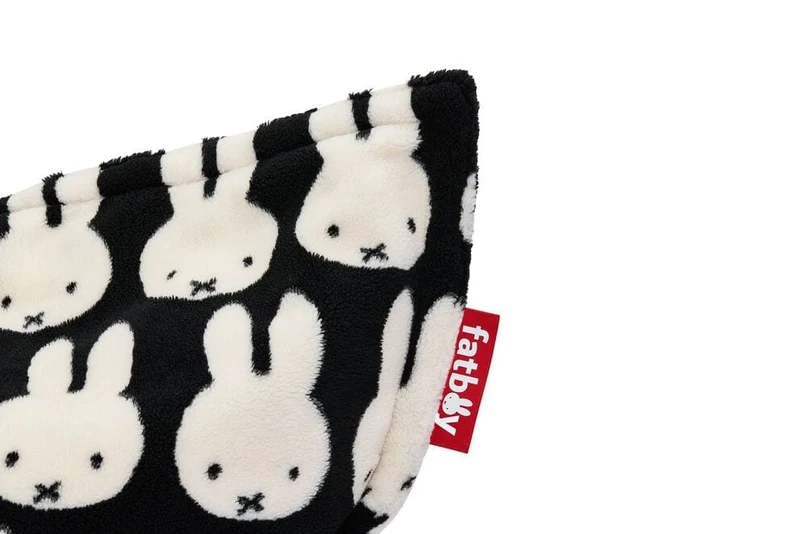 Pouf pour enfant en tissu doux noir et blanc 155x120x2cm Original Slim Teddy x Miffy - Fatboy