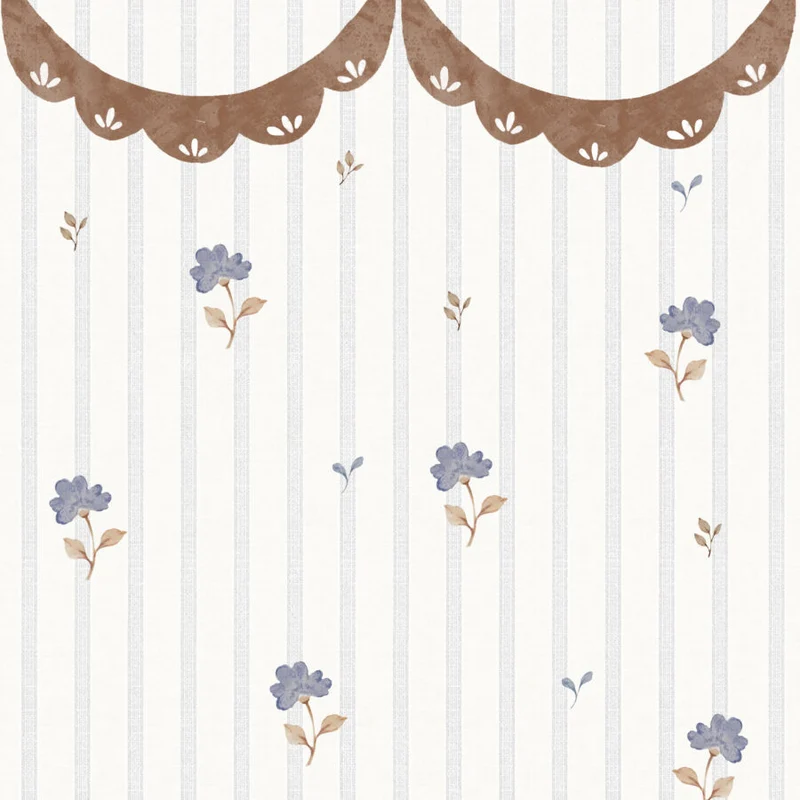 Dekornik Tapete Delicate retro flowers with ornament Streifen 50 x 280
