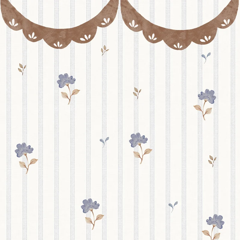 Dekornik Tapete Delicate retro flowers with ornament Streifen 50 x 280