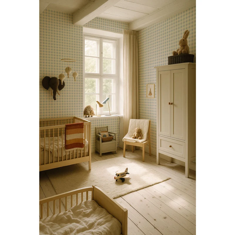Dekornik Tapete Karo minimini blue cream Streifen 50 x 280