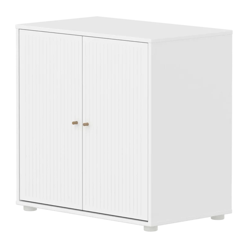 Flexa Saga Schrank, 2 Türen mit Rillen Weiss/Eiche