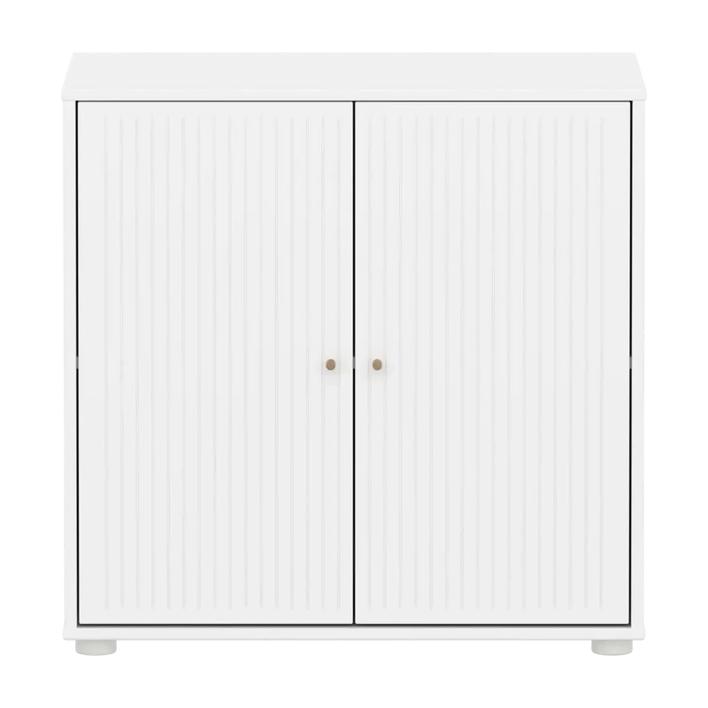 Flexa Saga Schrank, 2 Türen mit Rillen Weiss/Eiche