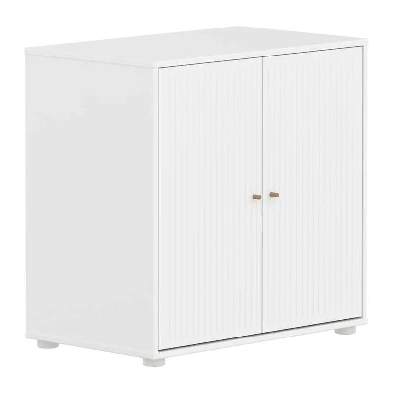 Flexa Saga Schrank, 2 Türen mit Rillen Weiss/Eiche