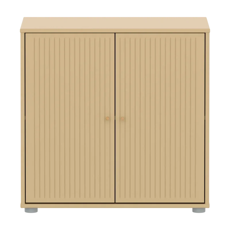 Flexa Saga Schrank, 2 Türen mit Rillen Sand/Eiche/Grau