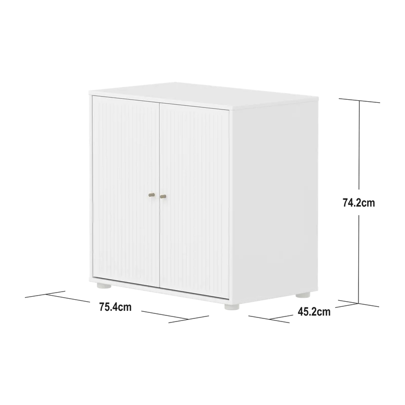 Flexa Saga Schrank, 2 Türen, mit Rillen Weiss/Sand