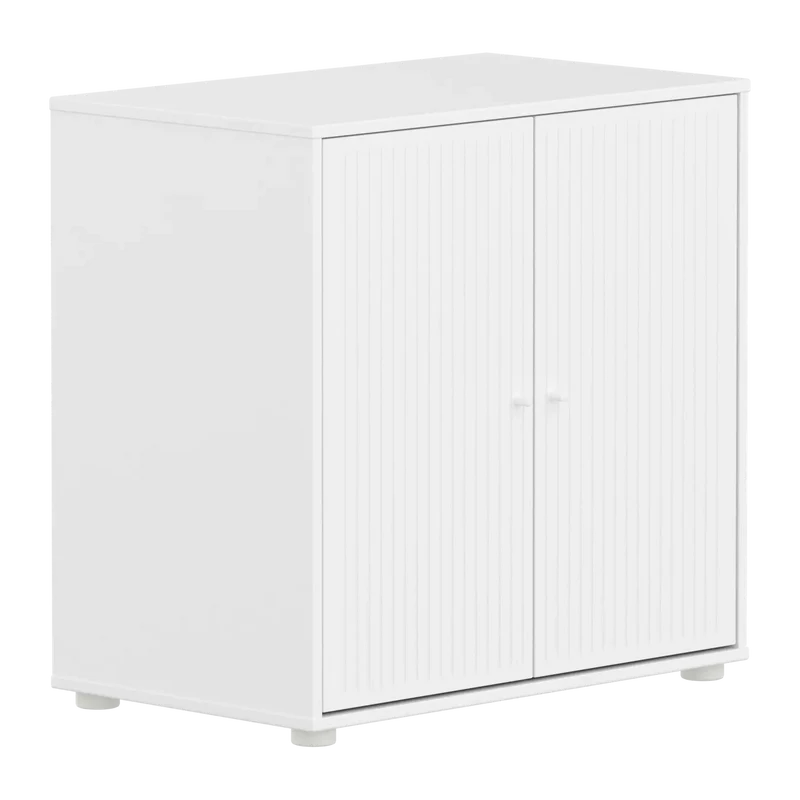 Flexa Saga Schrank, 2 Türen mit Rillen Weiss