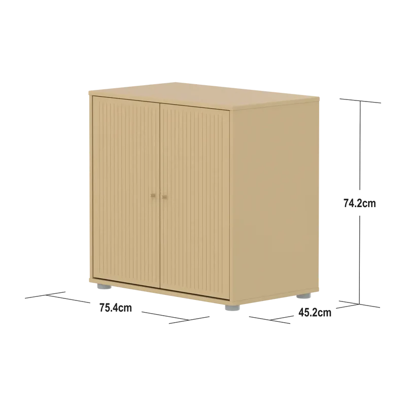Flexa Saga Schrank, 2 Türen mit Rillen Sand/Grau