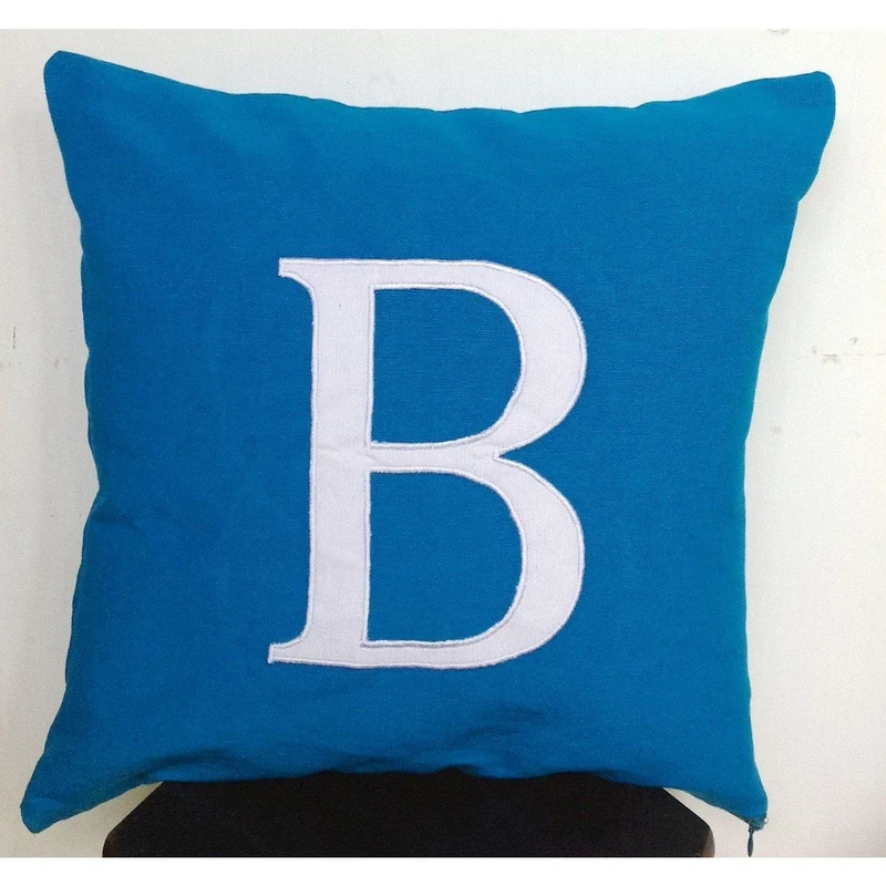 Blue Letter Throw Pillow, 18x18 Blue Pillows