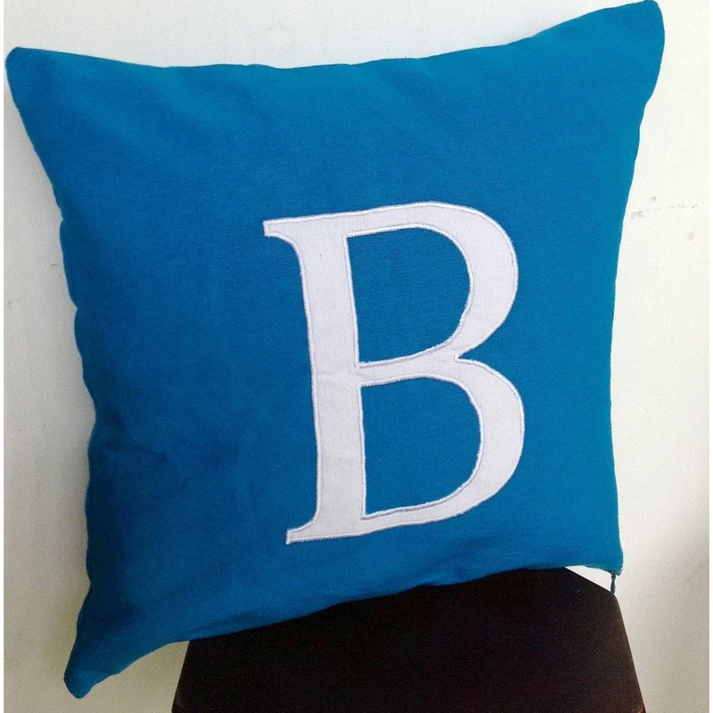 Blue Letter Throw Pillow, 18x18 Blue Pillows