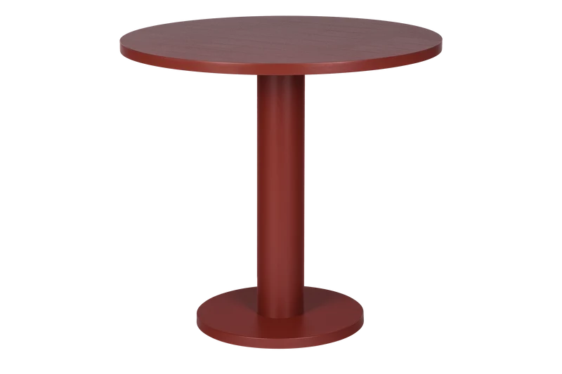 Table à manger ronde en frêne et acier rouge 80x80x73 cm Sool Café - noo.ma