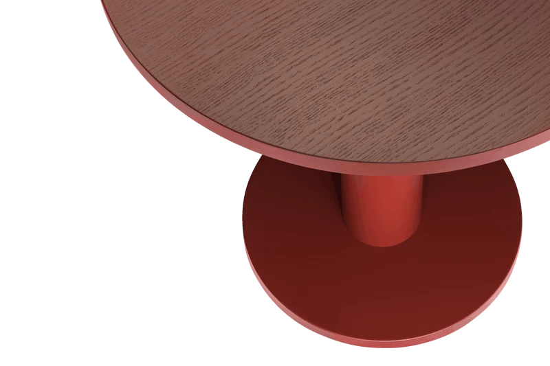 Table à manger ronde en frêne et acier rouge 80x80x73 cm Sool Café - noo.ma