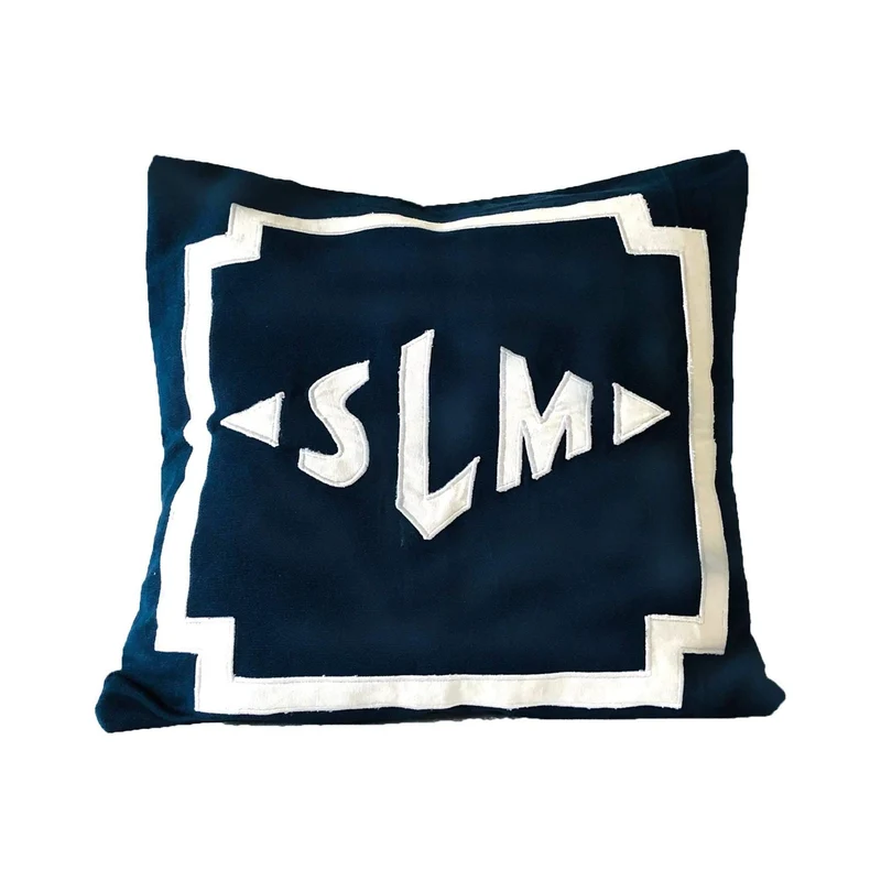 Applique Name Monogram Square Throw Pillow Covers