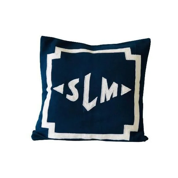 Applique Name Monogram Square Throw Pillow Covers