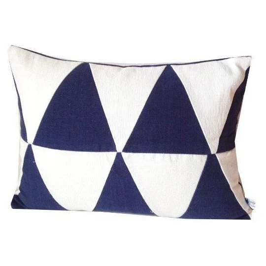 Upcycle Geometric navy white pillow, Abstract navy white lumbar cotton pillows, abstract pillows, sofa pillows