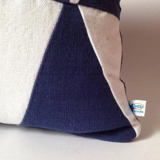 Upcycle Geometric navy white pillow, Abstract navy white lumbar cotton pillows, abstract pillows, sofa pillows