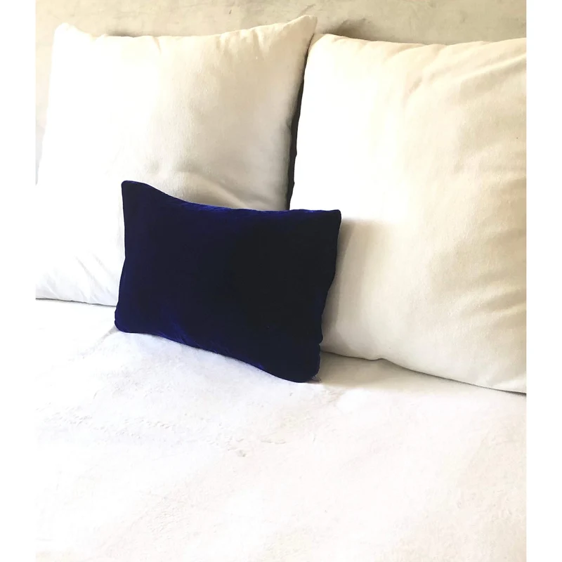 Lumbar Blue Pillow, Blue Velvet Decorative Pillows