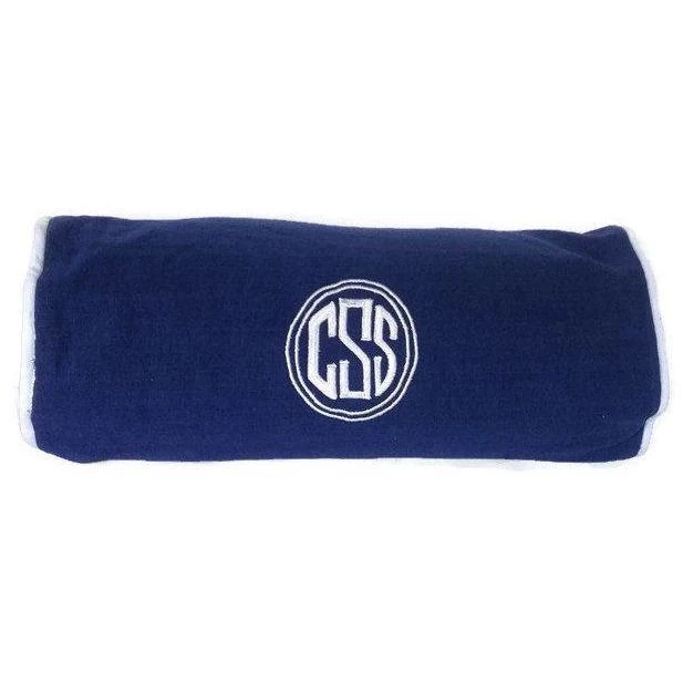 Decorative Pillows for Beds, Navy Monogram Bolster Neckroll Pillows
