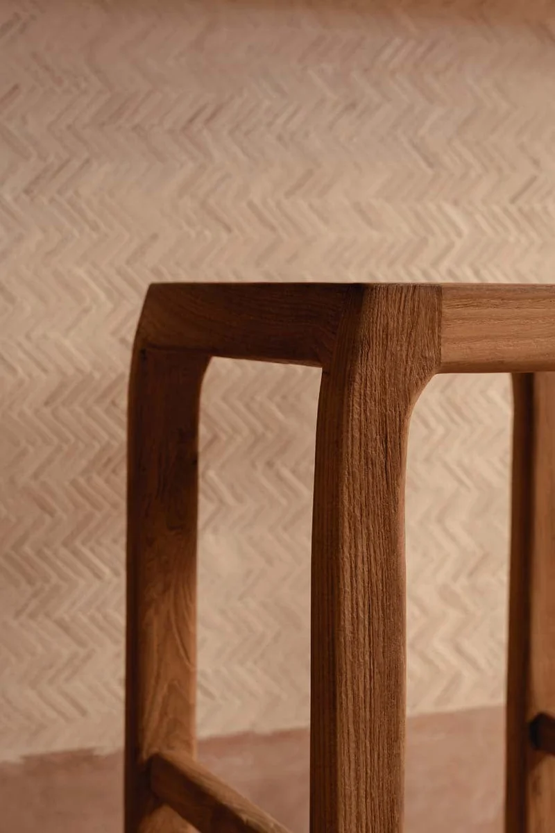 Tabouret de bar en teck naturel recyclé marron 42x42x70cm Ithaca - Bazar Bizar