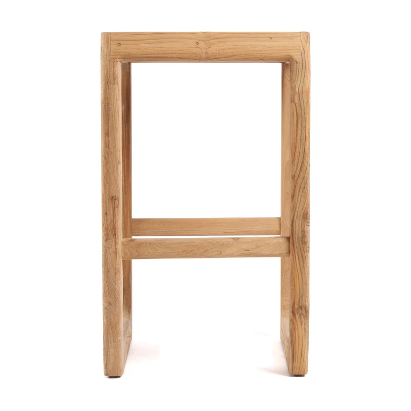Tabouret de bar en teck naturel recyclé marron 42x42x70cm Ithaca - Bazar Bizar