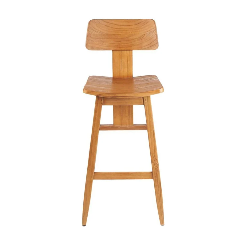 Chaise de bar en teck massif naturel 51x47x109cm LovYa - Bazar Bizar