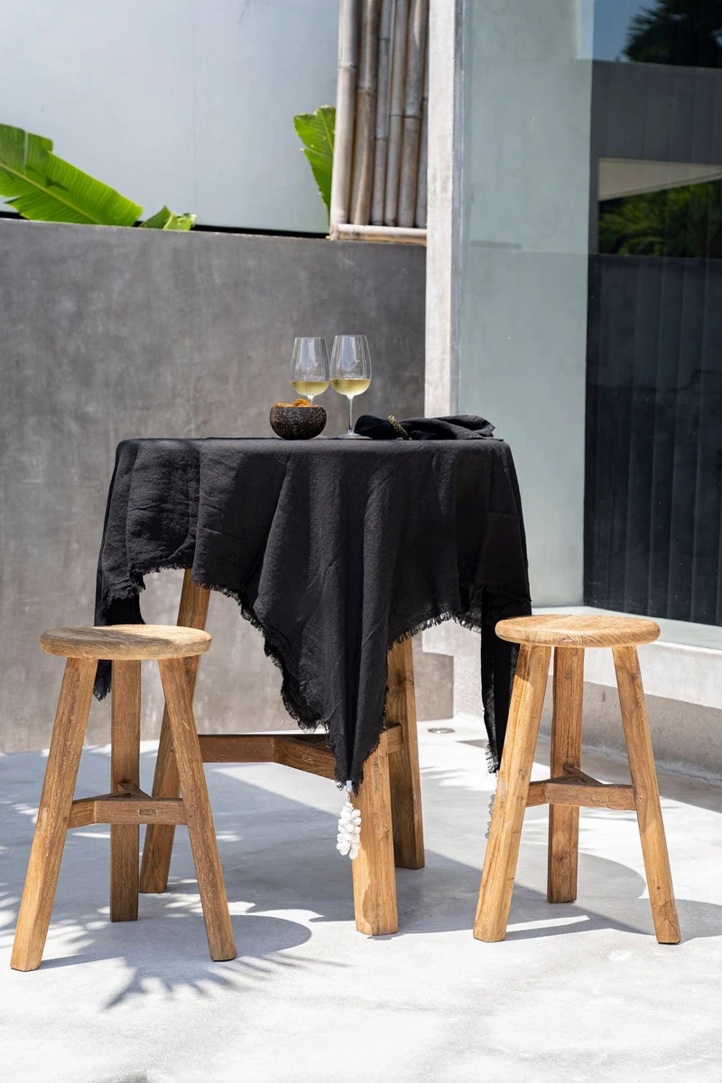 Tabouret de bar de jardin en teck massif naturel 44x44x70cm Fusuma - Bazar Bizar