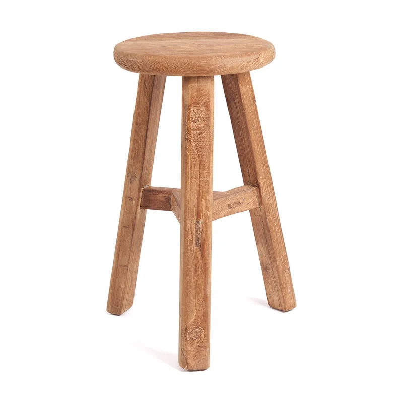 Tabouret de bar de jardin en teck massif naturel 44x44x70cm Fusuma - Bazar Bizar