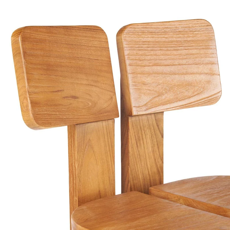 Chaise de bar en teck massif naturel marron 46x58x108cm Sama Sama - Bazar Bizar