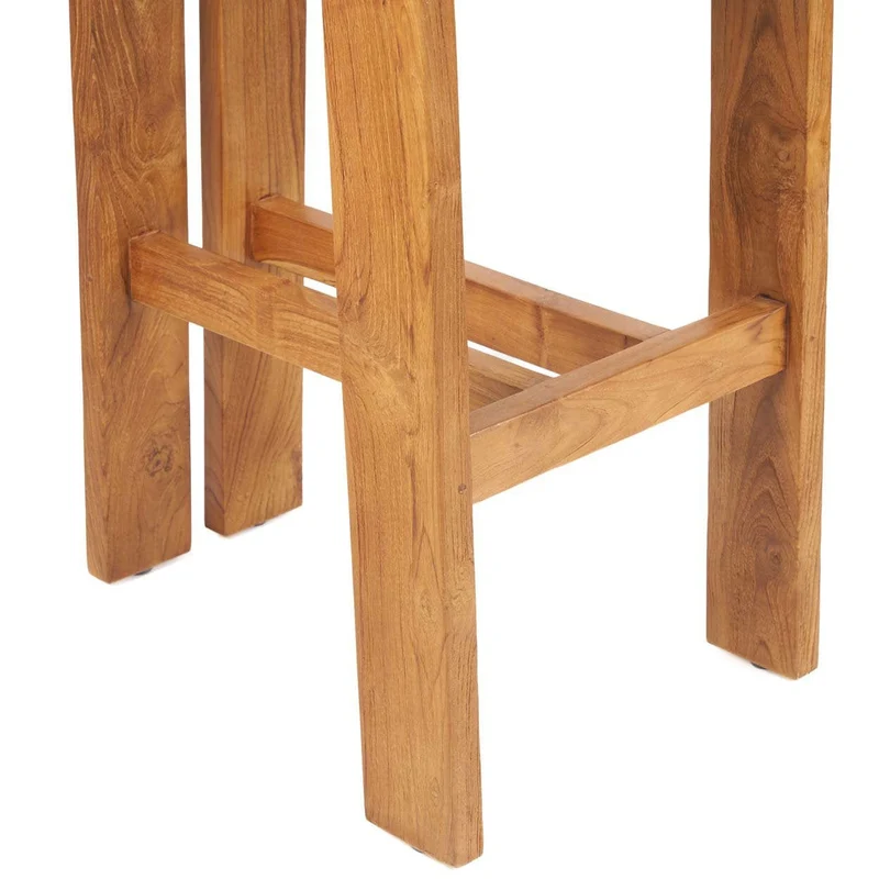 Chaise de bar en teck massif naturel marron 46x58x108cm Sama Sama - Bazar Bizar