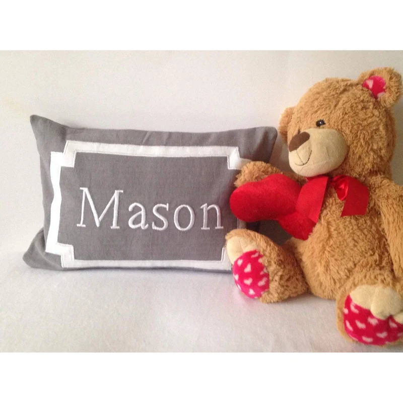 Gray and White Name Pillow Cover, Gray Nursery Decor