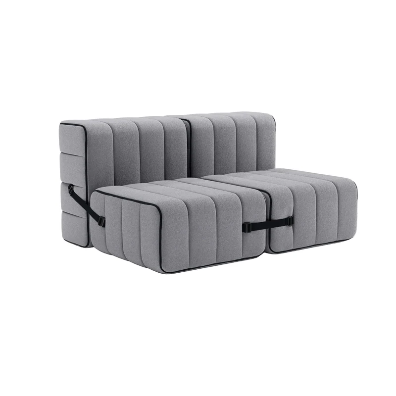 Canapé modulable 2 places en tissu Jet gris foncé 136x102x68cm Curt - Ambivalenz