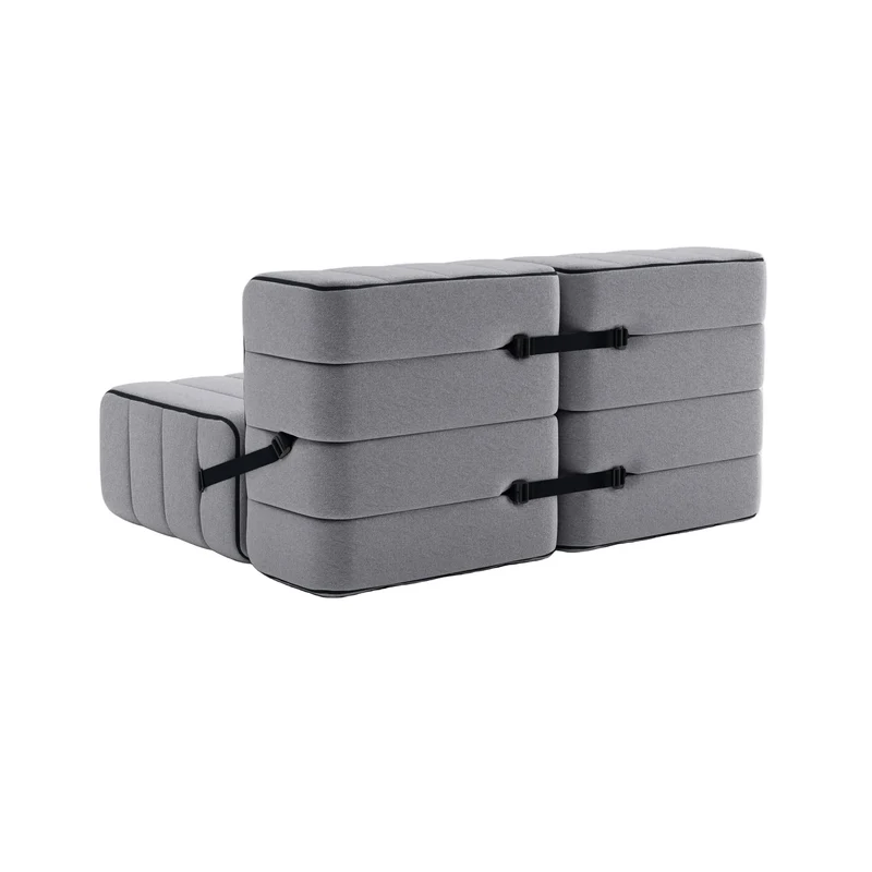 Canapé modulable 2 places en tissu Jet gris foncé 136x102x68cm Curt - Ambivalenz