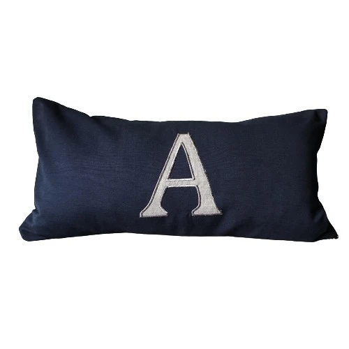 Navy Blue Monogram Throw Pillow Cover 12x24