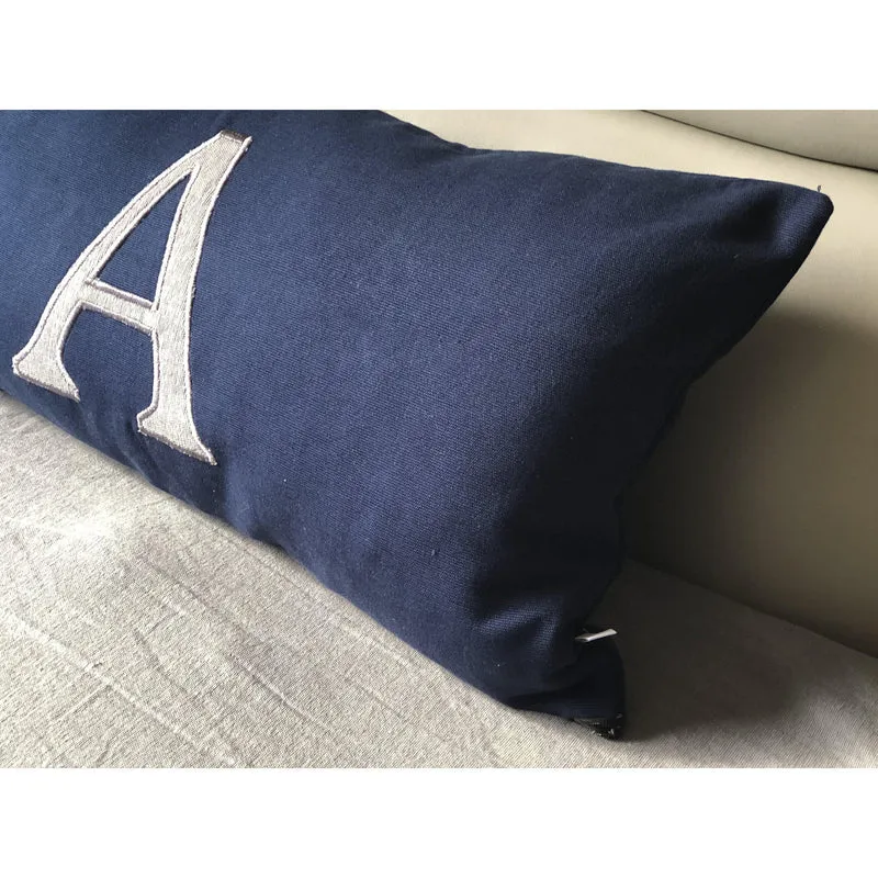 Navy Blue Monogram Throw Pillow Cover 12x24