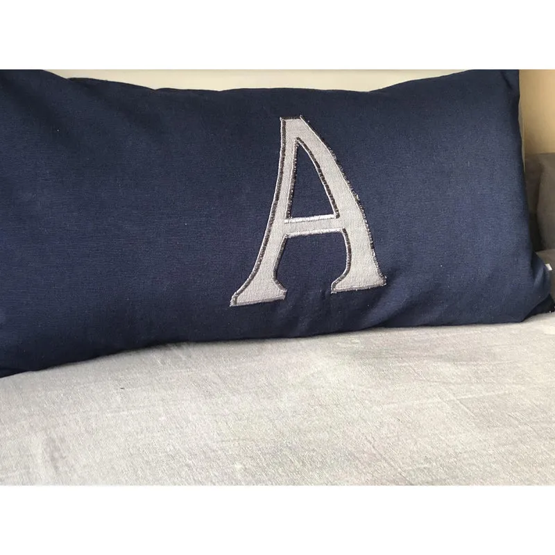Navy Blue Monogram Throw Pillow Cover 12x24