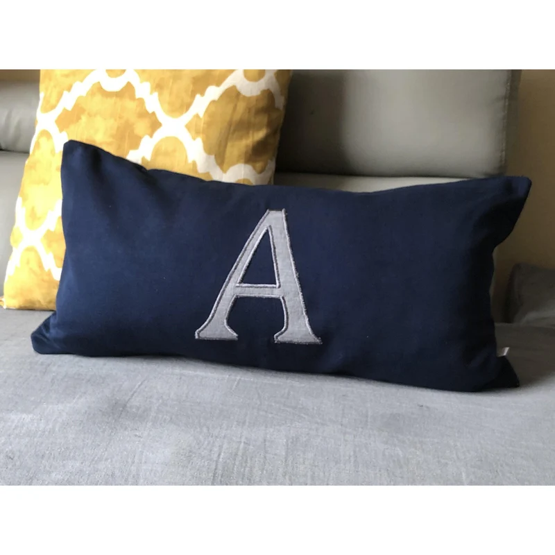 Navy Blue Monogram Throw Pillow Cover 12x24