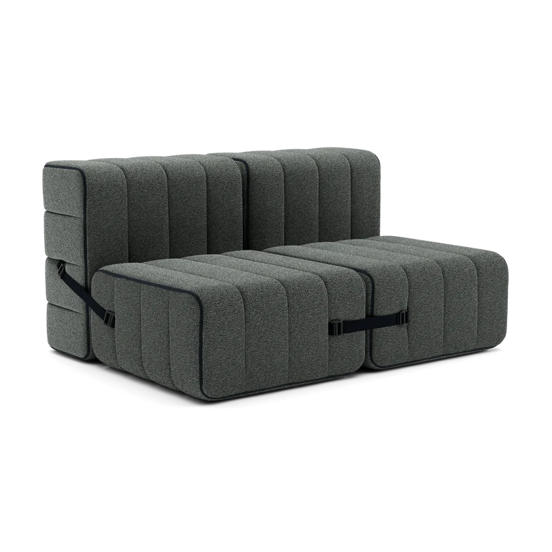 Canapé modulable 2 places en tissu Sera en laine grise 136x102x68cm Curt - Ambivalenz