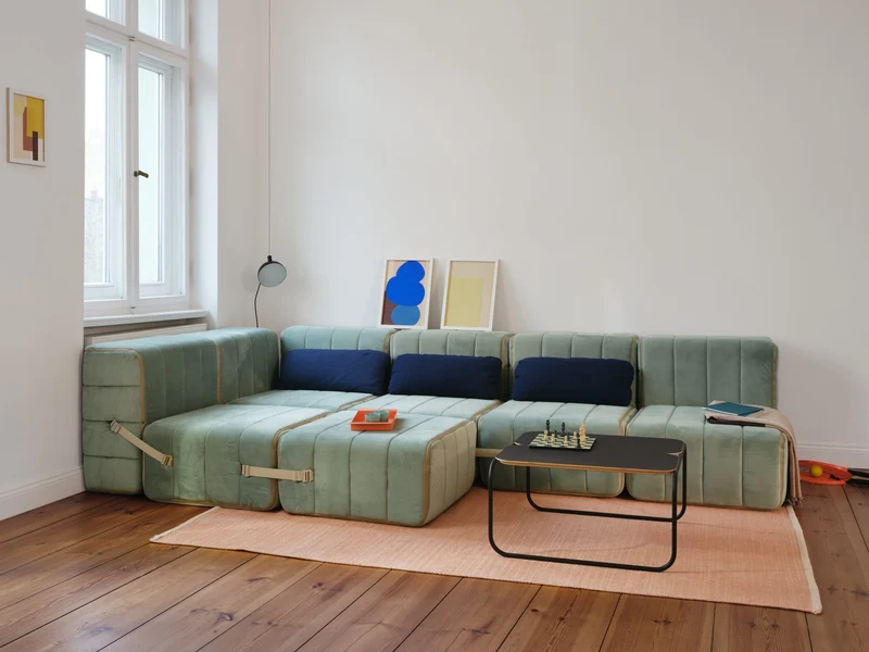 Canapé modulable 2 places en tissu Sera en laine grise 136x102x68cm Curt - Ambivalenz