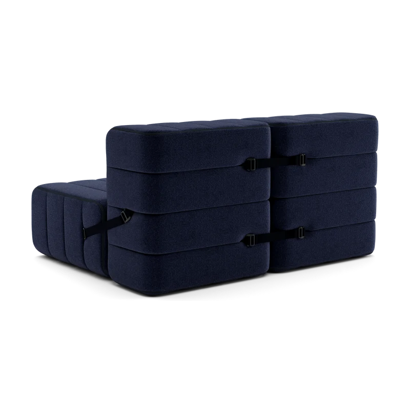 Canapé modulable 2 places en tissu Dama en laine recyclée bleu nuit 136x102x68cm Curt - Ambivalenz