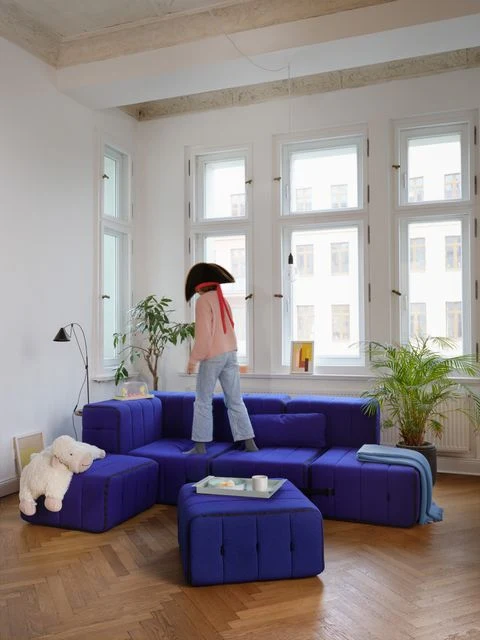 Canapé modulable 2 places en tissu Dama en laine recyclée beige 136x102x68cm Curt - Ambivalenz