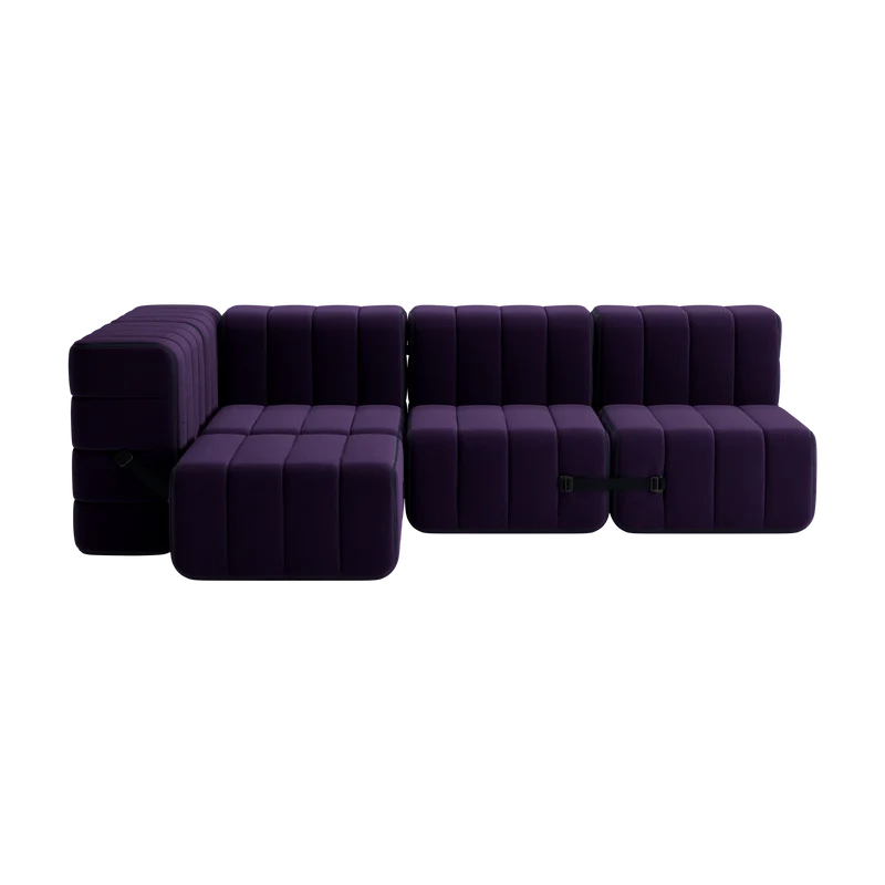 Canapé modulable d'angle en tissu Jet violet 238x170x68cm Curt - Ambivalenz