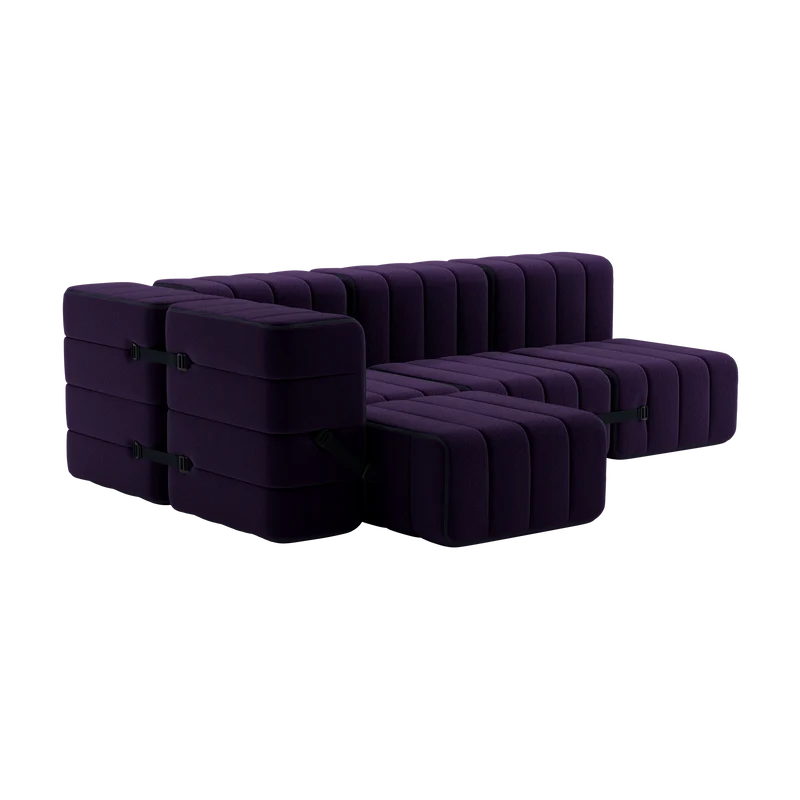 Canapé modulable d'angle en tissu Jet violet 238x170x68cm Curt - Ambivalenz