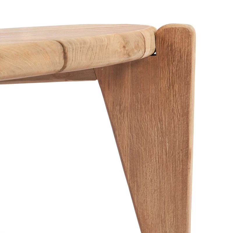 Table basse de jardin ronde en teck massif recyclé naturel 70x70x35cm Seseh - Bazar Bizar