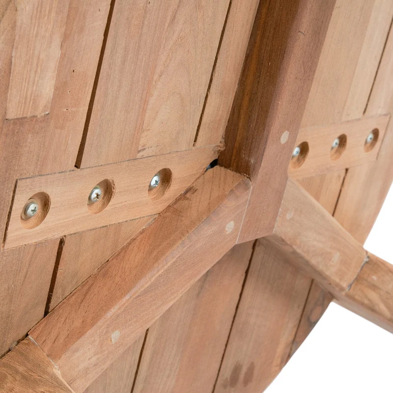 Table basse de jardin ronde en teck massif recyclé naturel 70x70x35cm Seseh - Bazar Bizar