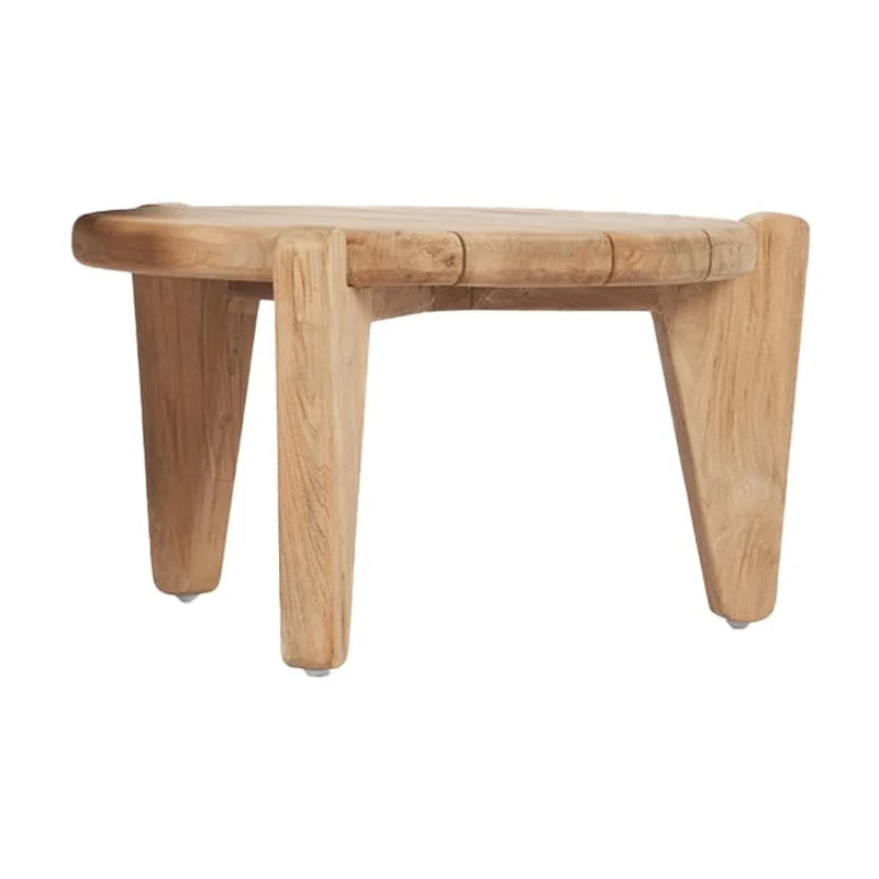 Table basse de jardin ronde en teck massif recyclé naturel 50x50x30cm Seseh - Bazar Bizar