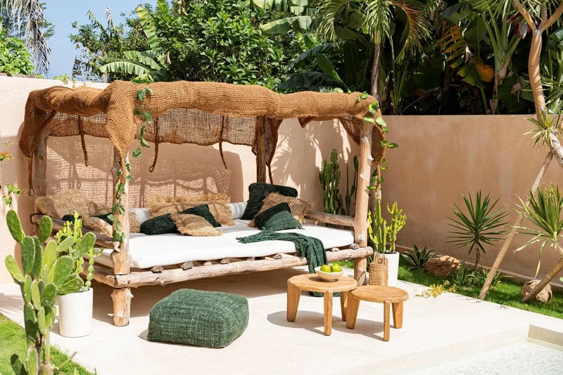Table basse de jardin ronde en teck massif recyclé naturel 50x50x30cm Seseh - Bazar Bizar