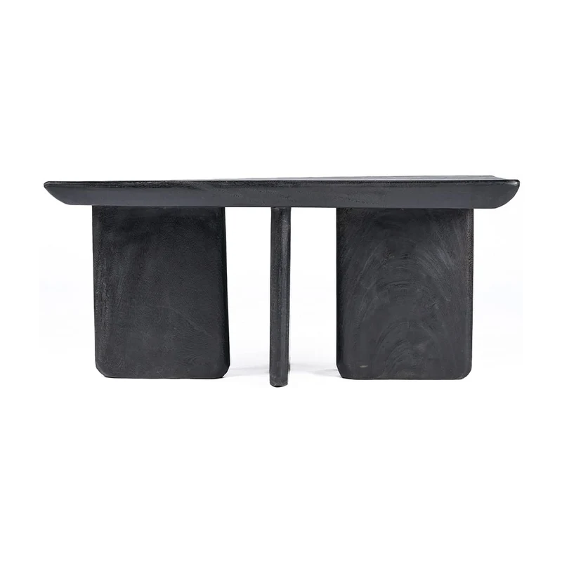 Table basse rectangulaire en bois de manguier massif noir 100x50x45cm Obsidian - Bazar Bizar