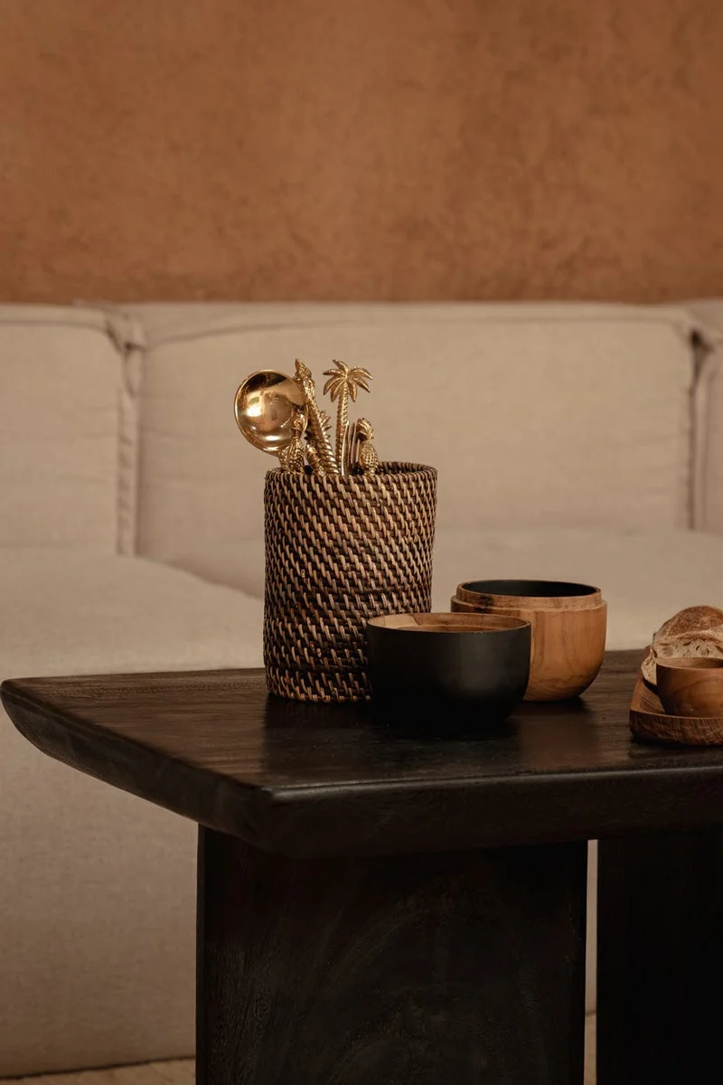 Table basse rectangulaire en bois de manguier massif noir 100x50x45cm Obsidian - Bazar Bizar