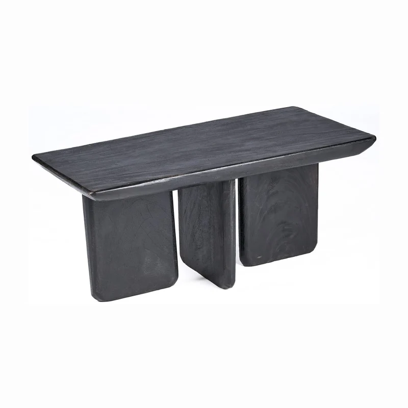 Table basse rectangulaire en bois de manguier massif noir 100x50x45cm Obsidian - Bazar Bizar