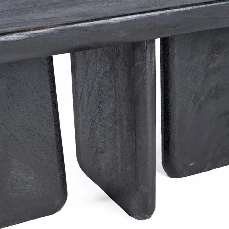 Table basse rectangulaire en bois de manguier massif noir 100x50x45cm Obsidian - Bazar Bizar